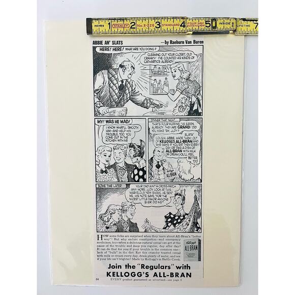 Kellogg’s ALL-BRAN - Abbie An’ Slats Vintage Media Print Ad - Picture 5 of 6